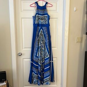 Beautiful blue scarf print Eliza J dress - worn once!